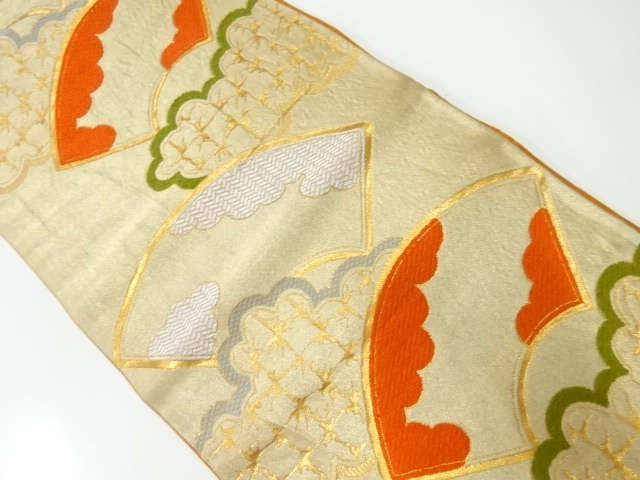 アンティーク　地紙に雲模様織出し袋帯（材料）